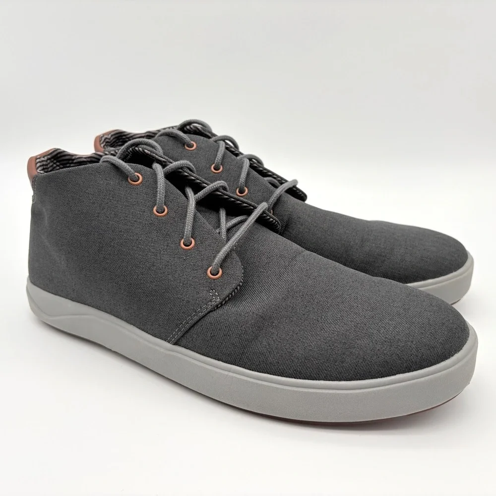 Olukai Nana Hele Wai'Apo Chukka Boots Mens Size 13 Dark Gray Canvas Lace Up